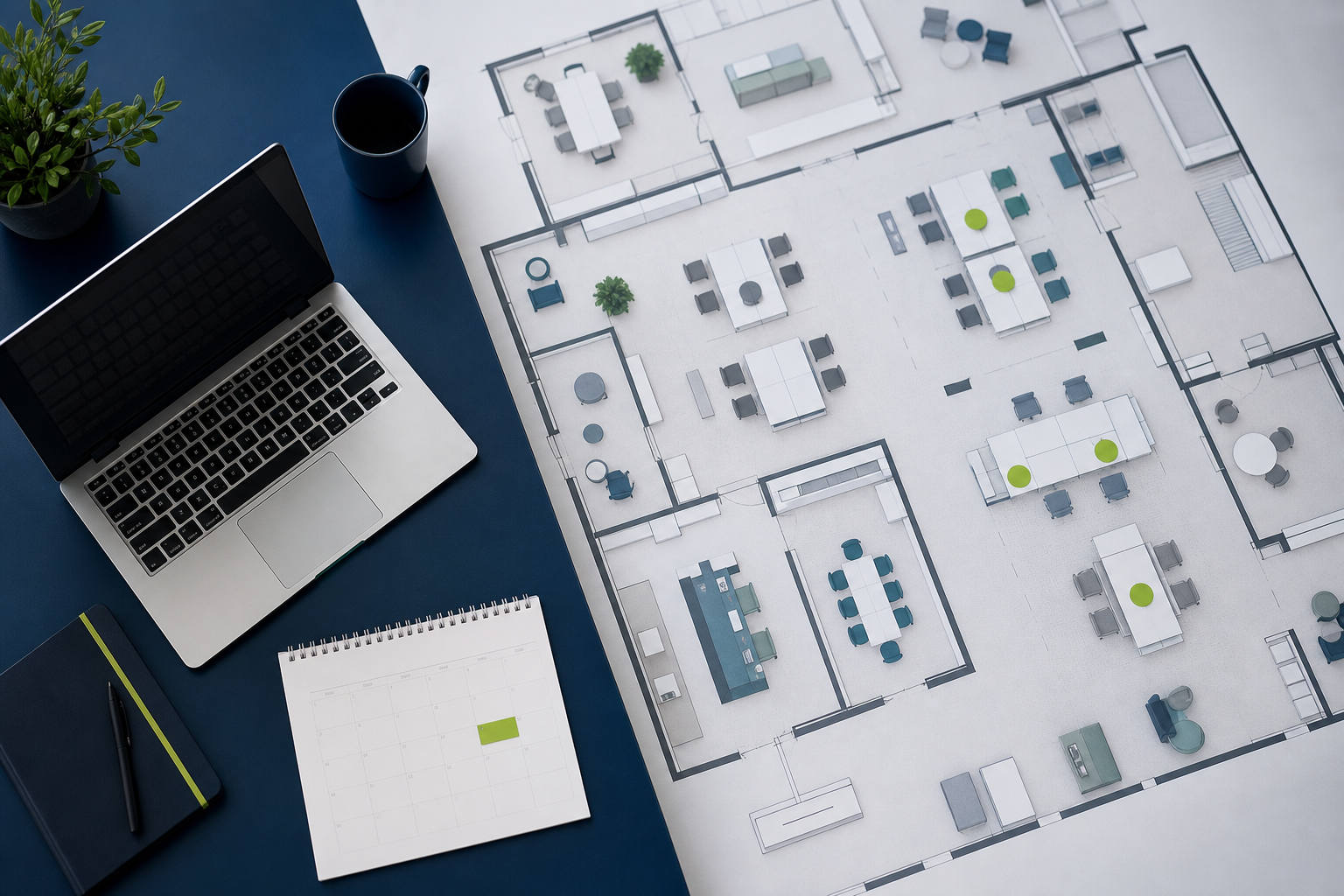 Planning materials arranged around a business decision
