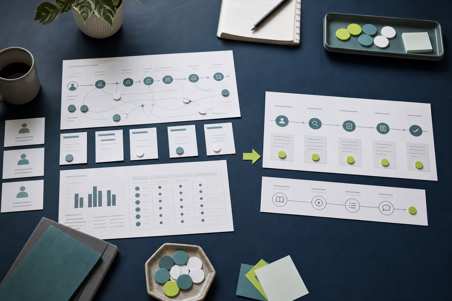 Planning materials arranged around a business decision